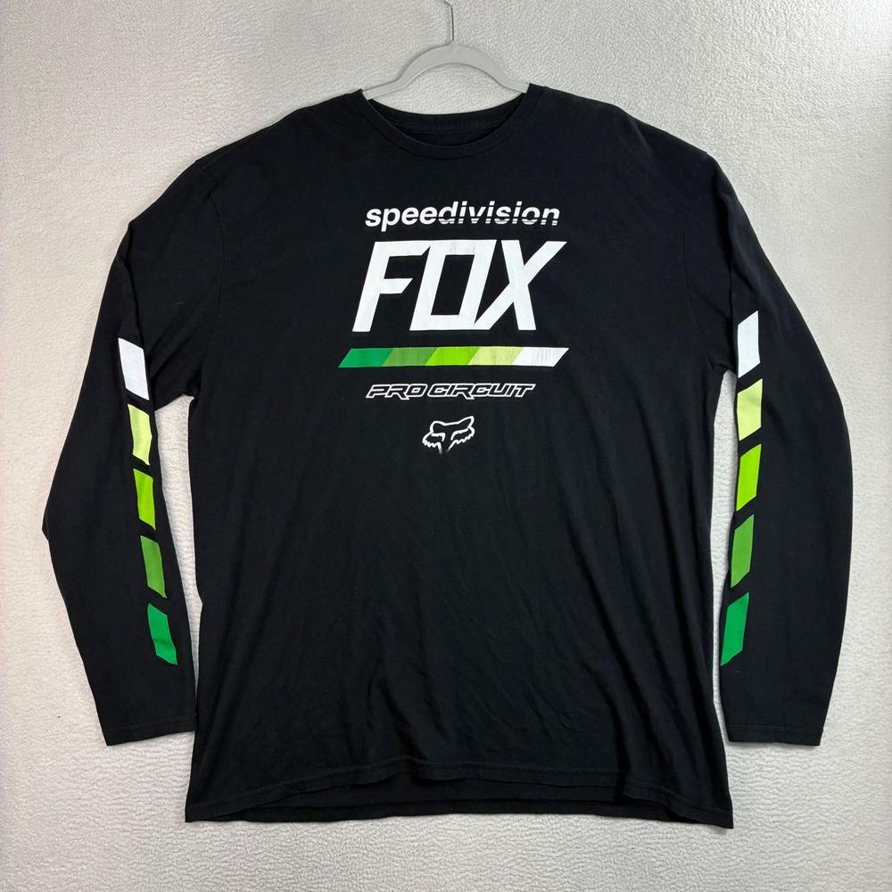 Y2K Fox Racing Long Sleeve T Shirt Men 2XL Black Motocross Speedivision Circuit
